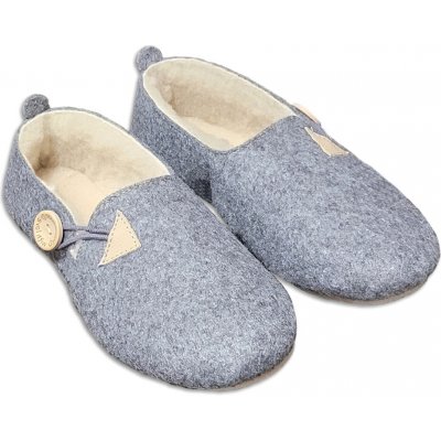 BabičkaOvečková Ručně šité dámské valašské filcové mokasíny Beáta z ovčí vlny merino šedá – Hledejceny.cz