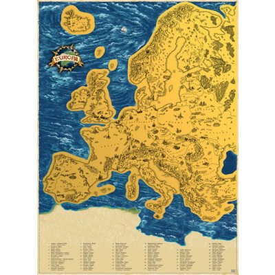 Stírací mapa Evropy – zlatá Deluxe XL – Sleviste.cz