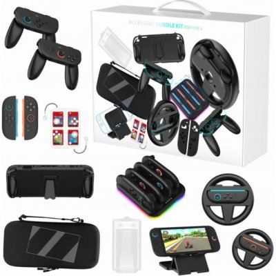 JYS Sada 14 v 1 příslušenství, rukojeti, pouzdro, nabíječka, stojan Nintendo Switch 2 / ns2293 – Sleviste.cz