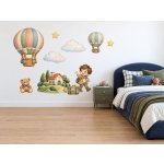 Nalepte.cz Balónové dobrodružství cestovatelské akvarelové samolepky na zeď pro kluky arch 46 x 34 cm – Hledejceny.cz