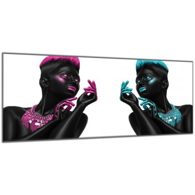 Obraz skleněný dvě ženy v černém - 30 x 60 cm – Zboží Mobilmania