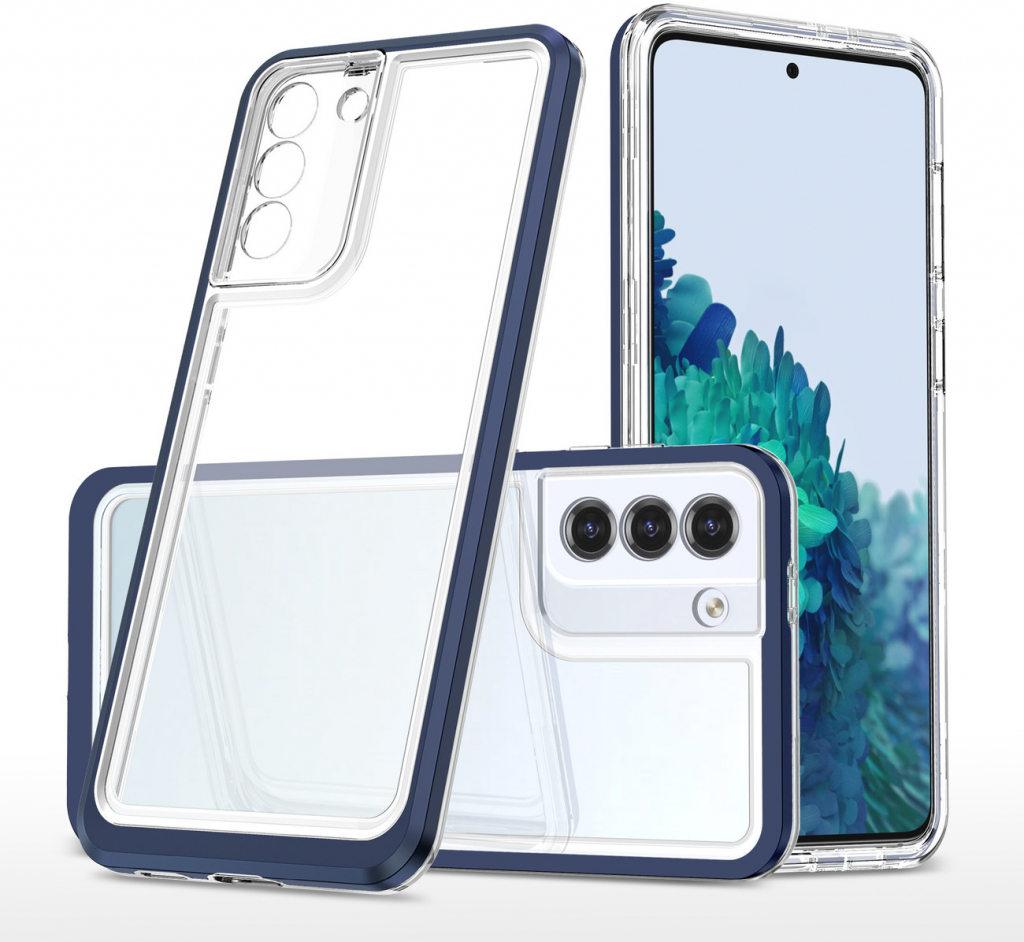 Pouzdro Hurtel Akrylové Clear 3v1 Samsung Galaxy S21 FE - modré