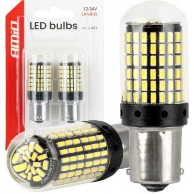 LED žiarovky CANBUS BA15S P21W R10W R5W 600lm 144SMD Biela 12V 24V AMiO-04473 – Hledejceny.cz