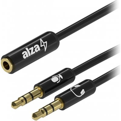 AlzaPower 2x 3.5mm Jack (M) to 3.5mm Jack 4P-TRRS (F) 0.15m černý (APW-ADCBA4JF23JM0015B) – Zboží Živě