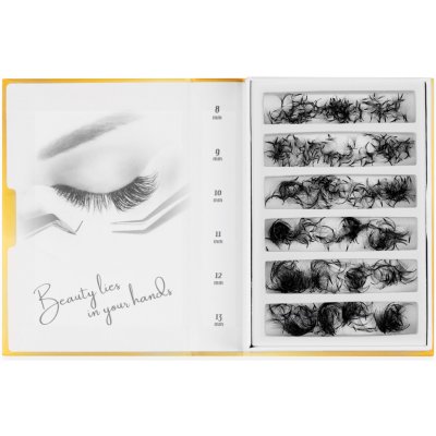 Luxury Lashes 8D Řasy Premium sypané v Hotovém Vějířku - 1 000 Ks Zakřivení umělých řas: D, Délka umělých řas: Mix délek 8-13 mm, Tloušťka řas: 005 – Sleviste.cz