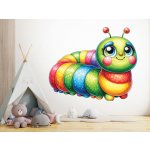 Nalepte.cz samolepka na zeď Barevná housenka arch, rozměry 130 x 108 cm – Zboží Dáma