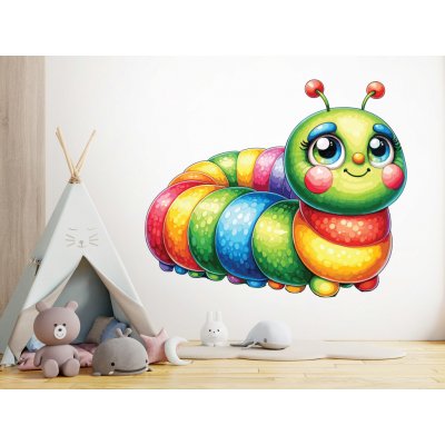 Nalepte.cz samolepka na zeď Barevná housenka arch, rozměry 130 x 108 cm – Zboží Dáma