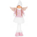 MagicHome Vánoční figurka Elf s dlouhýma nohama látka růžová a bílá 14,50x13,50x42 cm – Hledejceny.cz