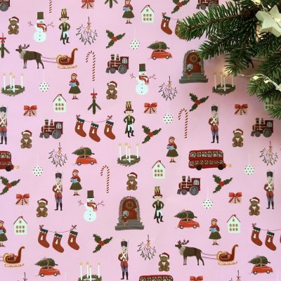 Be Nice EKO vánoční balicí papír Anglická pohádka růžový 68 x 98 cm – Zboží Dáma