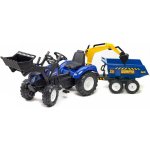 FALK Šlapací traktor New Holland T8 s nakladačem rypadlem a maxi vlečkou – Zboží Dáma