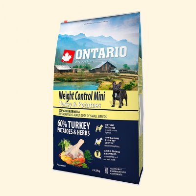Ontario Mini Weight Control Turkey & Potatoes 6,5 kg – Zboží Mobilmania