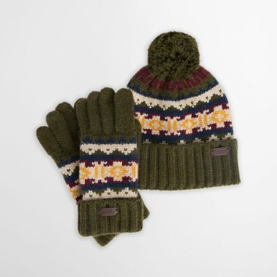 Dárková sada vzorované čepice a rukavic Barbour Kane Knitted Beanie & Gloves Gift Set – Hledejceny.cz