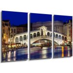 Obraz 3D třídílný - 90 x 50 cm - Night view of Rialto bridge and Grand Canal in Venice. Italy Noční pohled na most Rialto a Canal Grande v Benátkách. Itálie – Sleviste.cz