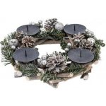 MagicHome Věnec Vánoce dřevěný stříbrný adventní 30x30x7 cm – Zboží Dáma