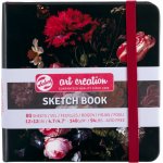 Talens Art Creation Sketch Book černá tvrdá vazba s květy 12x12 cm – Hledejceny.cz