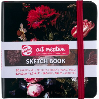Talens Art Creation Sketch Book černá tvrdá vazba s květy 12x12 cm – Hledejceny.cz