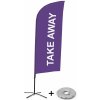 Roll up banner Jansen Display Kompletní sada reklamní vlajky ve tvaru křídla, Take away, fialová Křížová Základna, 1273 x 3030 mm