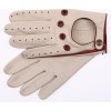 Rukavice, ochranné pomůcky Špongr Pánské kožené řidičské rukavice Preston světlé břízové s hnědými detaily