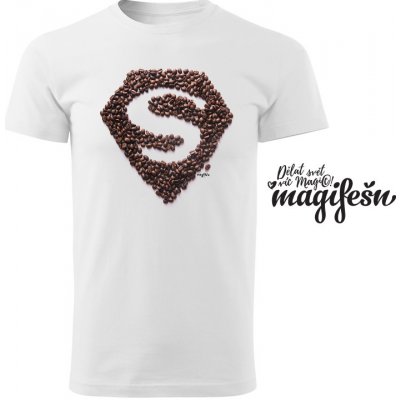 Magifešn BIO tričko Coffeelover Superman Bílá – Zboží Mobilmania