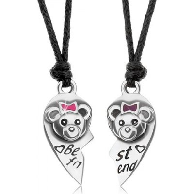 Šperky eshop Best friends šňůrkové rozpůlené srdce medvídci S56.05 – Zboží Mobilmania