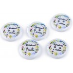 Dřevěný dekorační knoflík Vyrobeno s láskou, modrošedý – Zboží Dáma