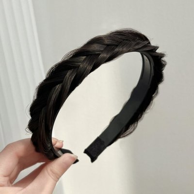 Vlasová čelenka s pleteným copánkem - 2 (tmavě hnědá pralinka) – Zboží Mobilmania