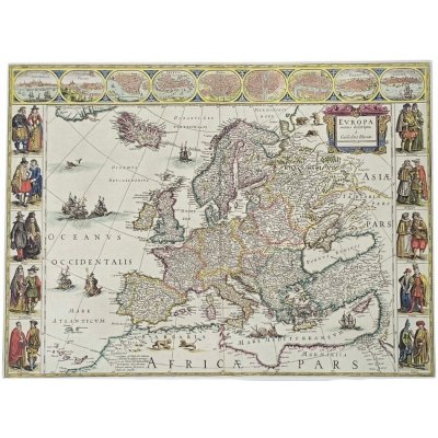 Historická mapa Europa recens descripta, Guilielmo Blaeuw, ruční papír P48351 – Hledejceny.cz