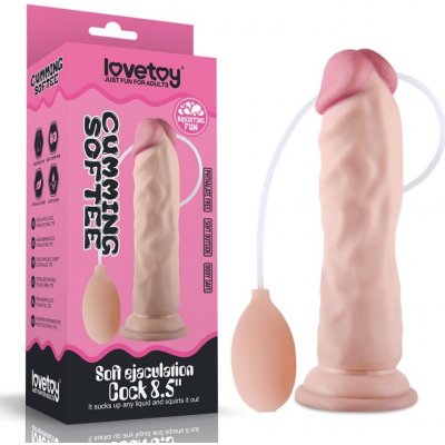 LoveToy Soft Ejaculation Cock 8.5”, realistické stříkající dildo s přísavkou 21 x 4,4 cm – Zboží Mobilmania