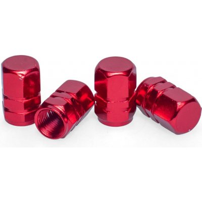 BYC Čepičky ventilků ALU hranaté, 4 ks, červené | Zboží Auto