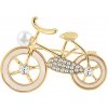 Brož Biju brož jízdní kolo ozdobené bílou perletí a zirkony zlatá 9001744-1