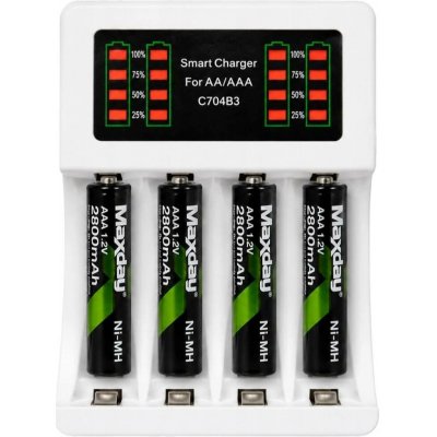 Verk 02050 Nabíječka USB‑C pro AA/AAA baterie, LED + 4x baterie AAA – Zboží Mobilmania