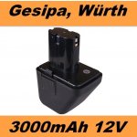 TopTechnology 70291510061 Gesipa Accubird, Powerbird, Würth 12V 3000mAh Ni-MH - neoriginální – Zboží Mobilmania