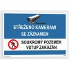 Střeženo kamerami se záznamem soukromý pozemek Plast 297 x 210 mm (A4) tl. 0.5 mm - Kód: 08872