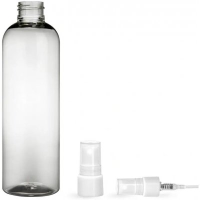 Ambra Plastová lahvička čirá s bílým kosmetickým rozprašovačem 250 ml