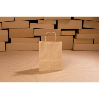 Papírová dárková taška s krouceným uchem přírodní 18x8x22,5 cm – Zboží Mobilmania