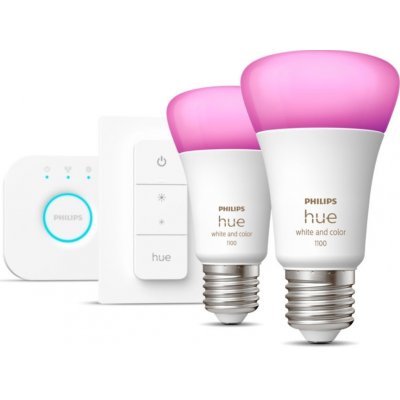 Philips Hue White and Color Ambiance E27 sada 2x LED žárovka+bridge+ovladač – Zboží Mobilmania