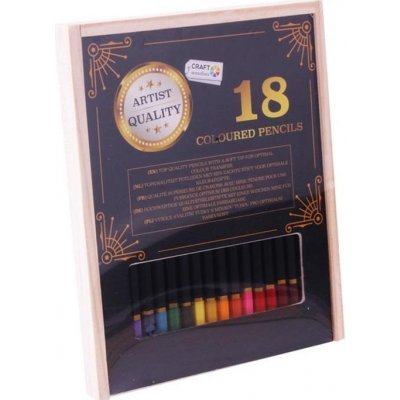 Grafix Barevné pastelky v dřevěném boxu 18 ks