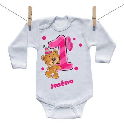 Boodyy Body s dlouhým rukávem rok s Medvídkem a jménem dítěte Dívka – Zboží Dáma
