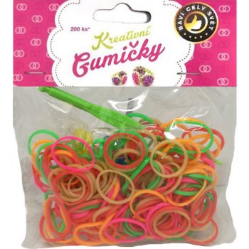 Loom Bands Pletací gumičky vícebarevné 200ks + háček