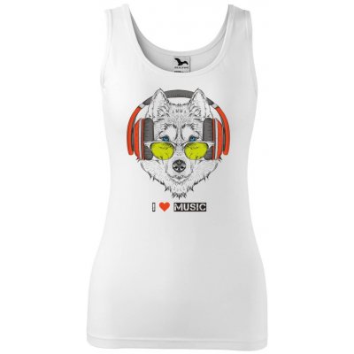 Dobrý Triko dámské tílko s potiskem I love music Bílá – Zboží Dáma