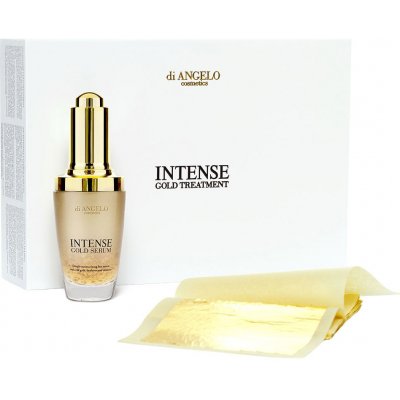 Di Angelo Cosmetics Intense Gold Treatment Intense Gold Serum hydratační pleťové sérum s 24karátovým zlatem 30 ml + plátky zlata 30 ks dárková sada – Zboží Mobilmania