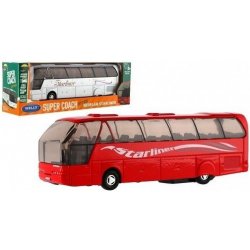 Dromader Welly Autobus Super Coach kov/plast 19cm na zpětné natažení v krabičce 225x8x5cm