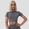 Dámské sportovní tričko GymBeam FLO Crop Top Grey šedá