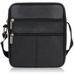 Abruzzo pánská kožená taška přes rameno messenger bag černá – Zboží Dáma