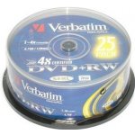 Verbatim DVD+RW 4,7GB 4x, SERL, cakebox, 25ks (43489) – Hledejceny.cz