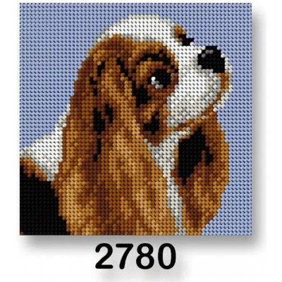 VTC Vyšívací předloha 70244 2780 King Charles Spaniel, pes na modré 15x15cm – Sleviste.cz