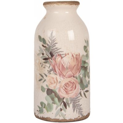 Béžová keramická váza s květy Protea Eucalypt M - Ø 8*16 cm - Clayre & Eef – Hledejceny.cz