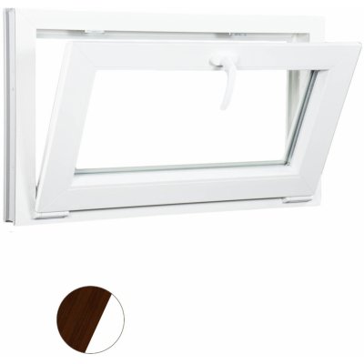 ALUPLAST Sklopné plastové okno bílé 130x50 Tmavý dub/bílá, Trojsklo – Hledejceny.cz