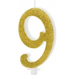 PartyDeco Svíčka na dort zlatá číslo 9 – Zboží Mobilmania