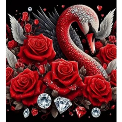 Norimpex Diamantové malování Labuť s růžemi a diamanty 30 x 40 cm – Sleviste.cz